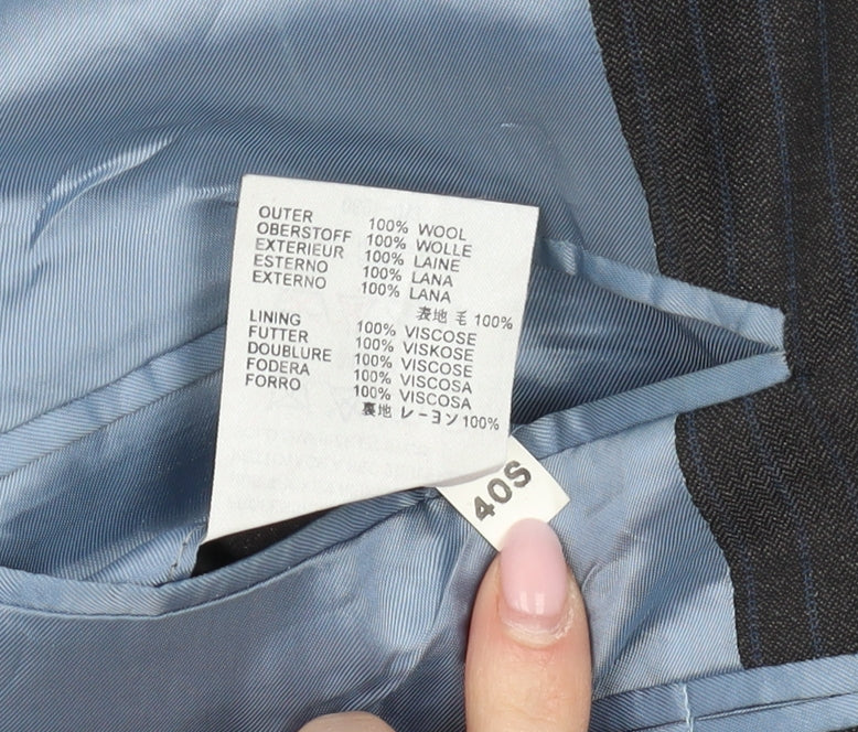 Aquascutum Men's Grey 40S Pinstripe Blazer