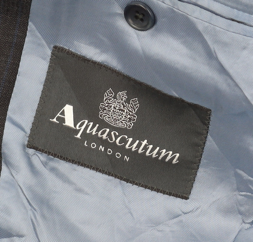 Aquascutum Men's Grey 40S Pinstripe Blazer
