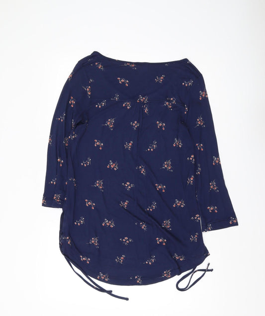 Fat Face Women's Blue Floral Tunic Blouse Size 10 Relaxed Fit