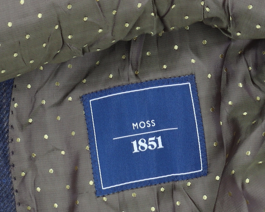 Moss 1851 Men's Blue Check Long Fit Blazer, Size 42L
