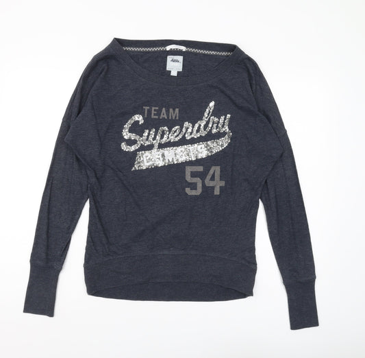 Superdry Women's Grey Jersey Boat Neck T-Shirt 2XS