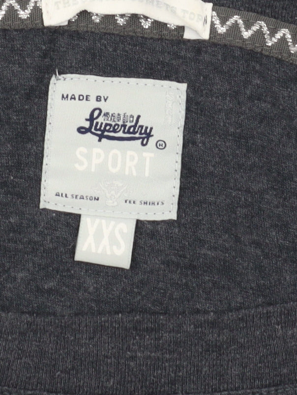 Superdry Women's Grey Jersey Boat Neck T-Shirt 2XS