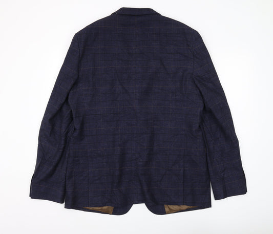 Moss London Men's Blue Check Slim Fit Blazer 46L