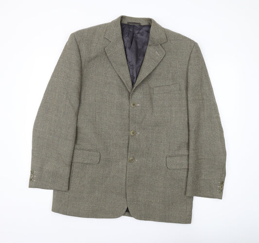 Jaeger Men's Brown Wool Tweed Blazer, Size 42R, Classic Fit