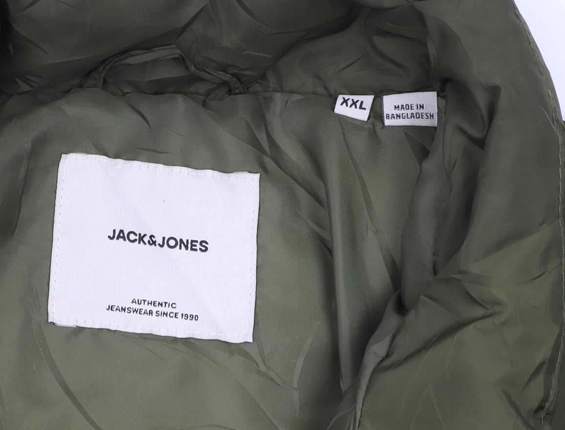 Jack & Jones Men's Green 2XL Puffer Jacket with Zip