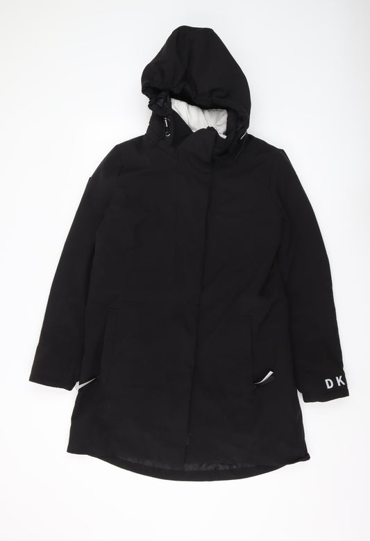 DKNY Women's Black Hooded Puffer Coat Size S