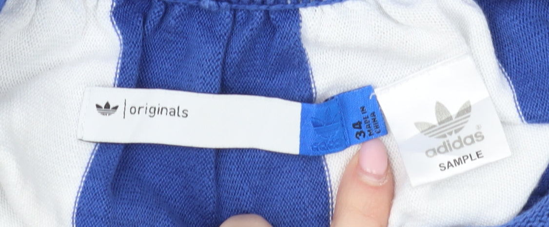 Adidas Women's Blue Striped Pullover Size 6