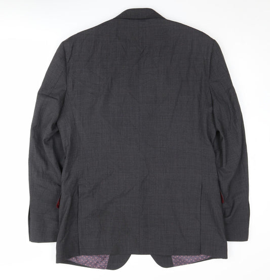 T.M. Lewin Men's Grey Check Blazer Size 40 Regular