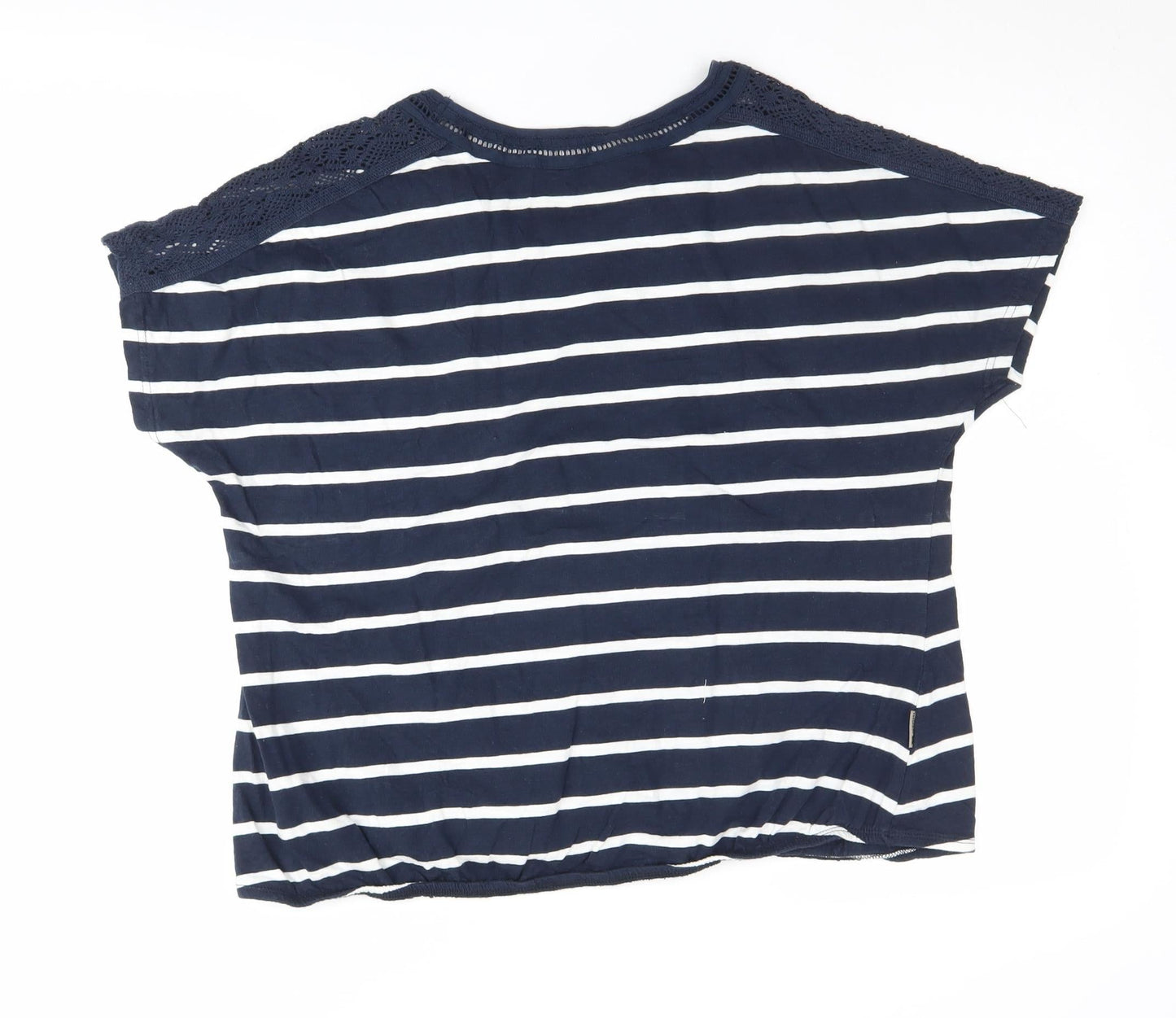 Trespass Women's Blue Striped T-Shirt, Size 16, Lace Accents