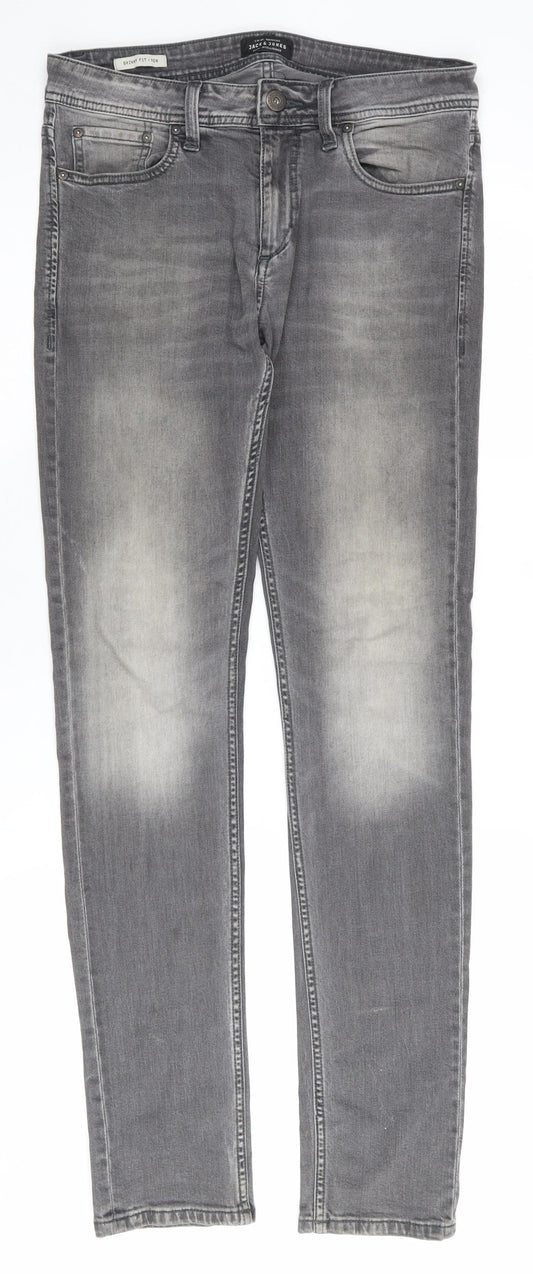 Jack & Jones Men’s Grey Skinny Jeans, Size 30, Slim Fit