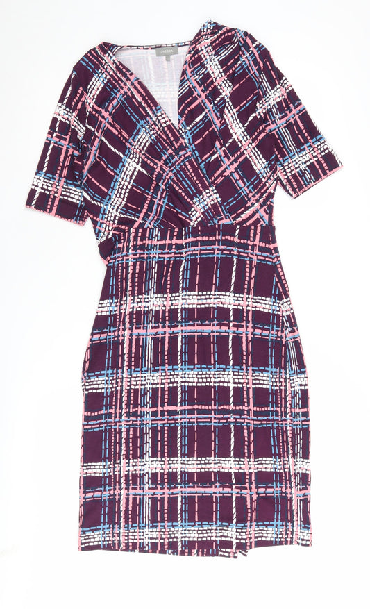 Jaeger Women's Multicoloured Check Wrap Dress, Size S