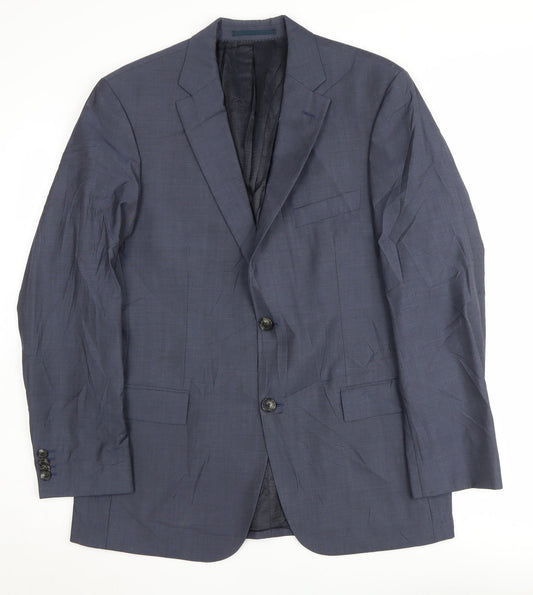 Hugo Boss Men's Blue Wool Blazer, Size 40, Elegant Formal Wear