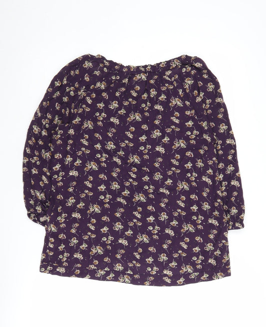 Fat Face Women's Purple Floral Long Sleeve Blouse Size 10