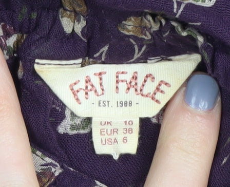 Fat Face Women's Purple Floral Long Sleeve Blouse Size 10