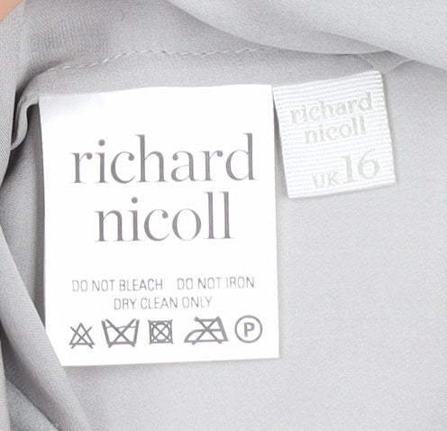 Richard Nicoll Women's Blue Grey Silk Dress, UK 16