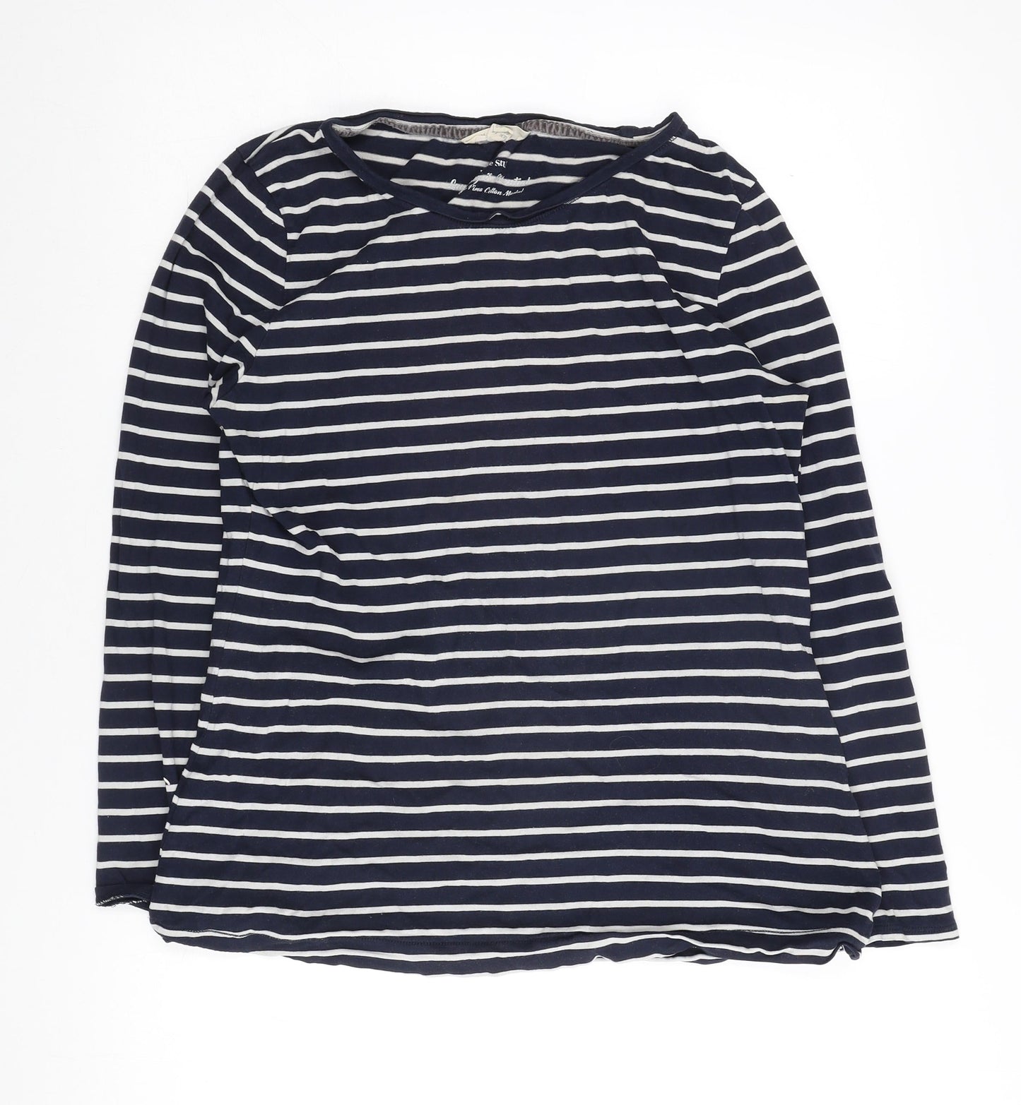 White Stuff Women's Blue Striped T-Shirt, Size 14