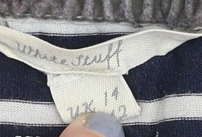 White Stuff Women's Blue Striped T-Shirt, Size 14