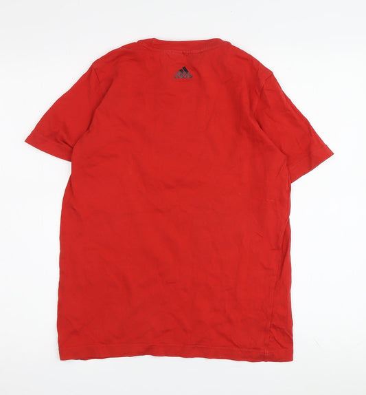 Adidas Boys Red T-Shirt L Short Sleeve Graphic Logo
