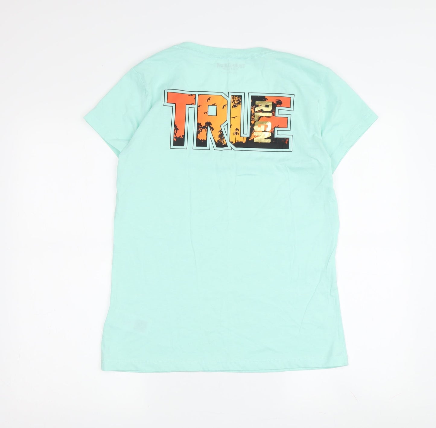 True Religion Women's Green V-Neck T-Shirt Medium