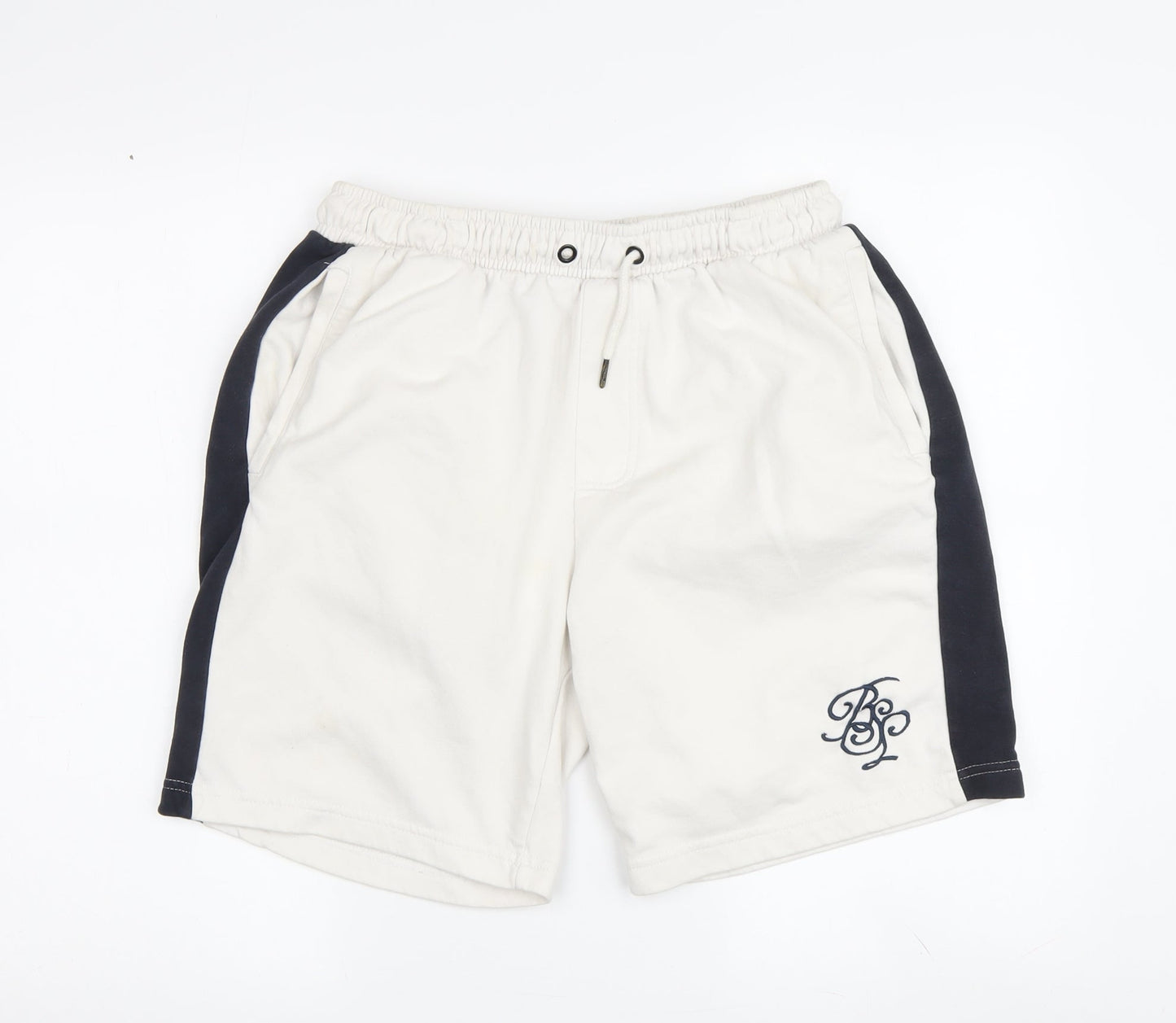 Brave Soul Men's White Sweat Shorts, Medium, Casual Jersey