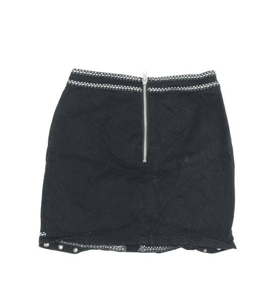 River Island Women's Black Beaded Short Skirt Size 6