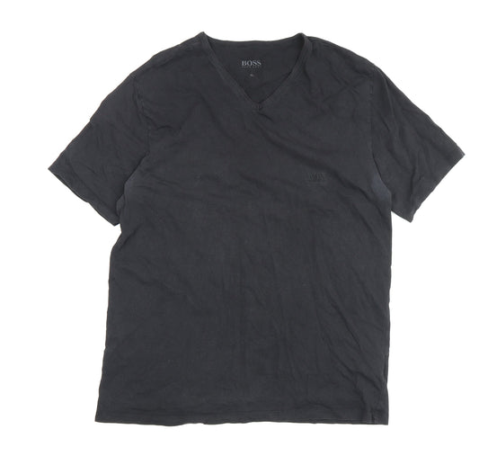 Hugo Boss Men's Black XL V-Neck T-Shirt Cotton