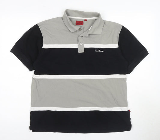 Pierre Cardin Men's Black Colourblock Polo L