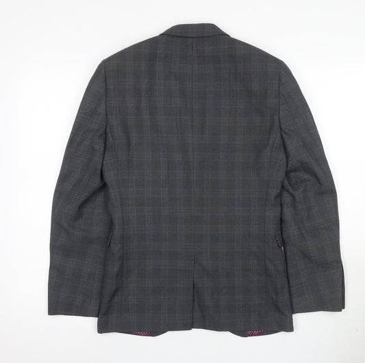 Next Grey Men's Blazer 34R Check Notch Lapel