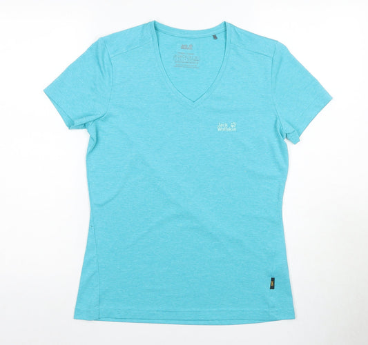 Jack Wolfskin Women's Blue T-Shirt V-Neck Size 10