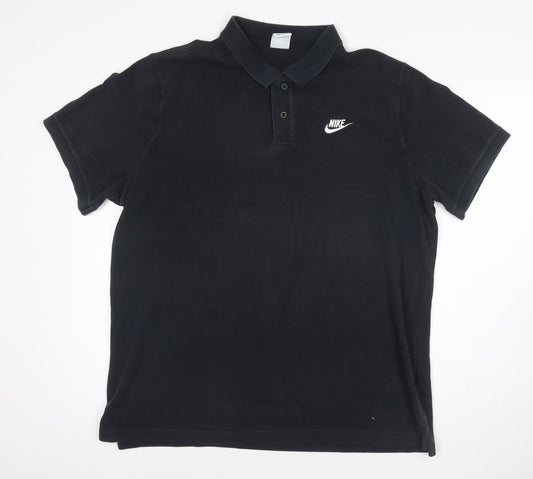Nike Men's Black XL Cotton Short Sleeve Polo