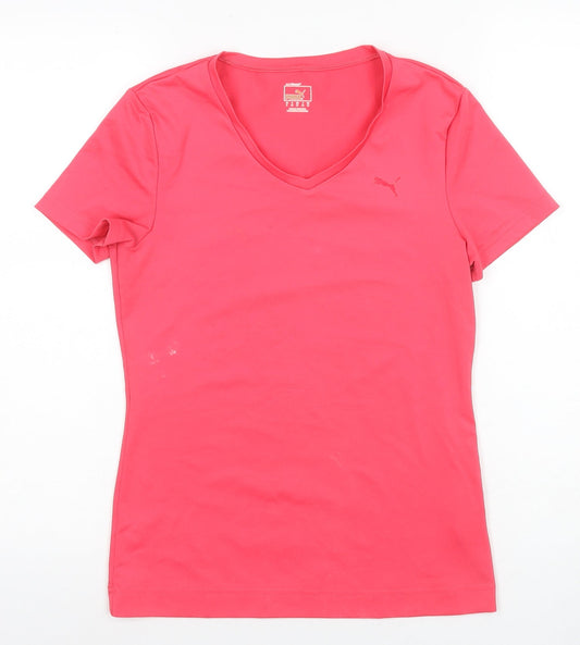 Puma Women's Pink Slim Fit V-Neck T-Shirt Size 12