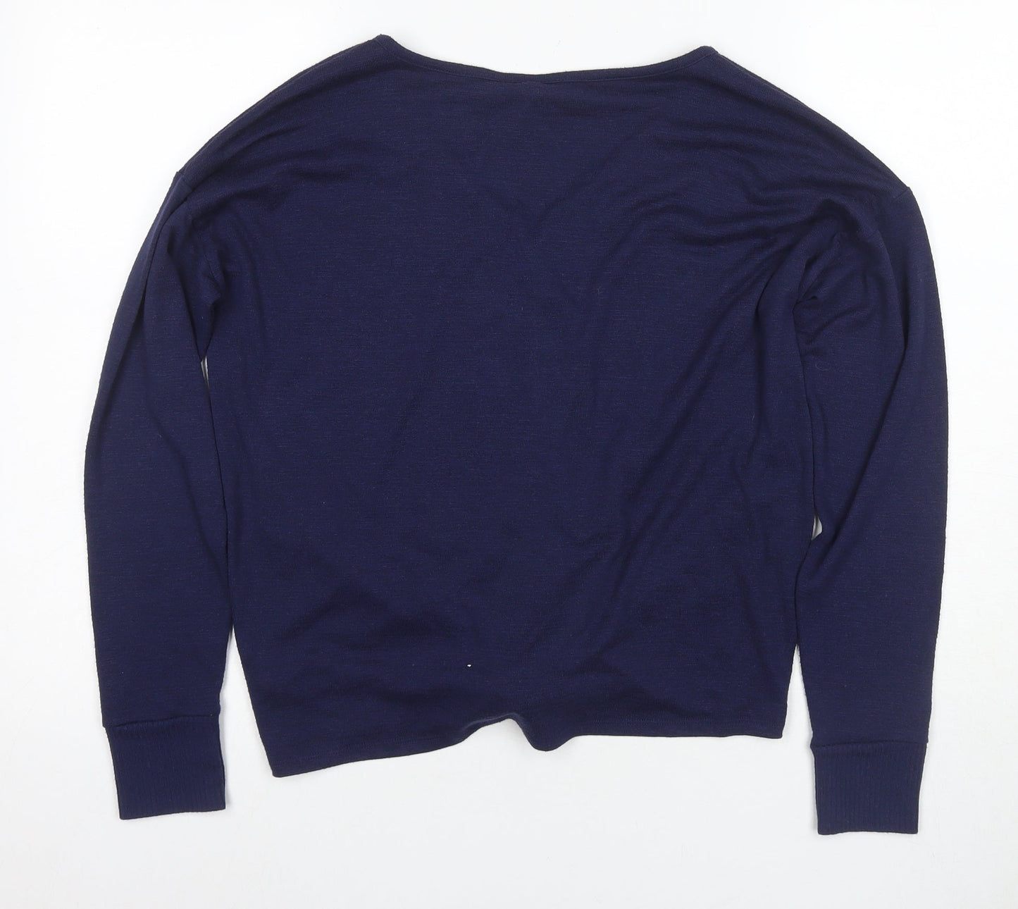 GAP Women's Blue Blouse - Medium, V-Neck, Long Sleeve