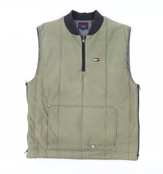 Tommy Jeans Men's Green Puffer Waistcoat L
