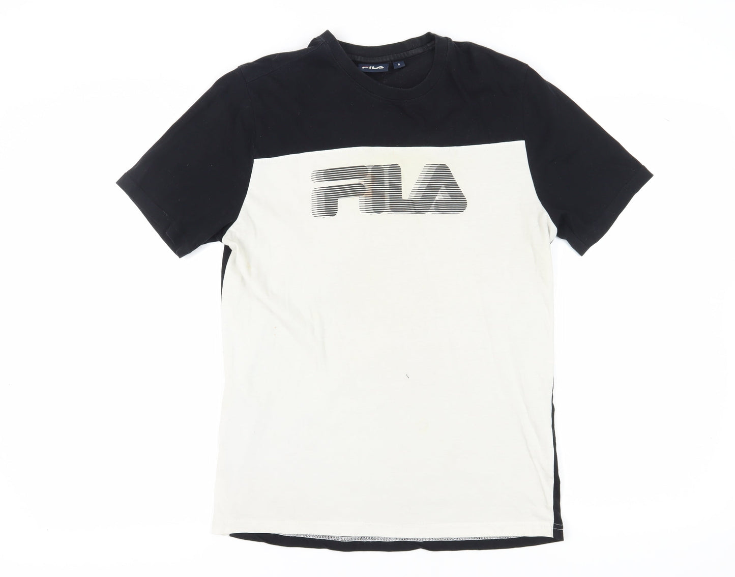 Fila Men's Black and White Colourblock T-Shirt - S