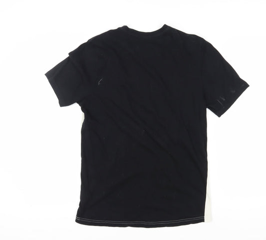 Fila Men's Black and White Colourblock T-Shirt - S