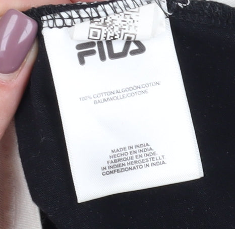 Fila Men's Black and White Colourblock T-Shirt - S