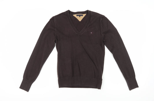 Tommy Hilfiger Unisex Brown V-Neck Pullover Jumper L