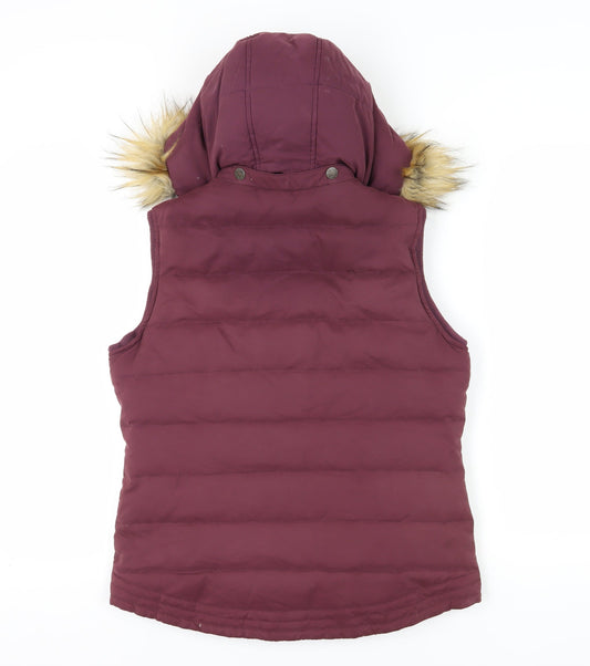 Fatface Women's Red Hooded Puffer Waistcoat Size 12