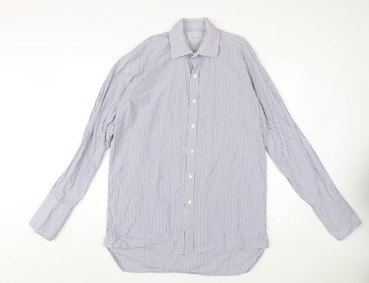 Charles Tyrwhitt Men's Blue Striped Dress Shirt 15.5,35