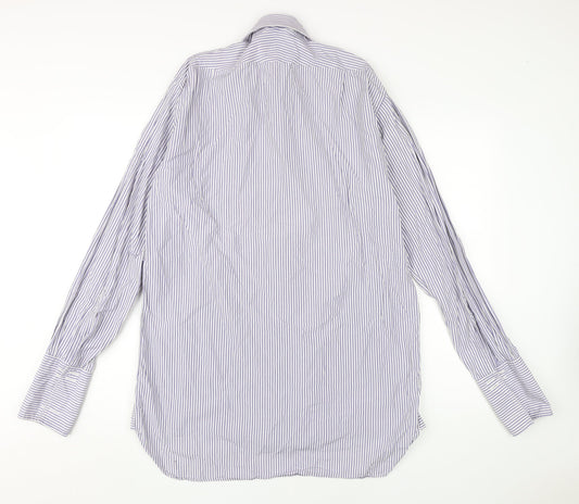 Charles Tyrwhitt Men's Blue Striped Dress Shirt 15.5,35