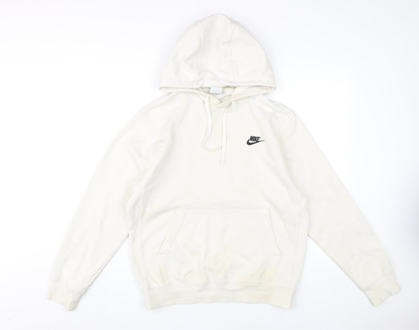 Nike Men's White Hoodie, Size S, Logo Pullover