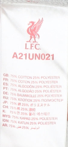 Brand and care label for L.F.C. Grey girls’ hoodie, 7-8 years, long sleeve, logo, casual