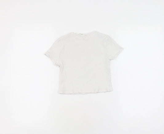 H&M Girls White Mickey T-Shirt Size 10Y - Fun Cartoon Style