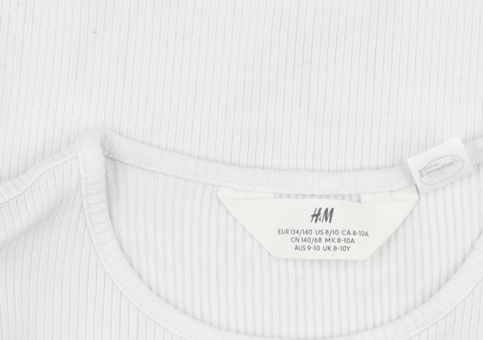Brand and care label for H&M girls’ white mickey t-shirt size 10y - fun cartoon style