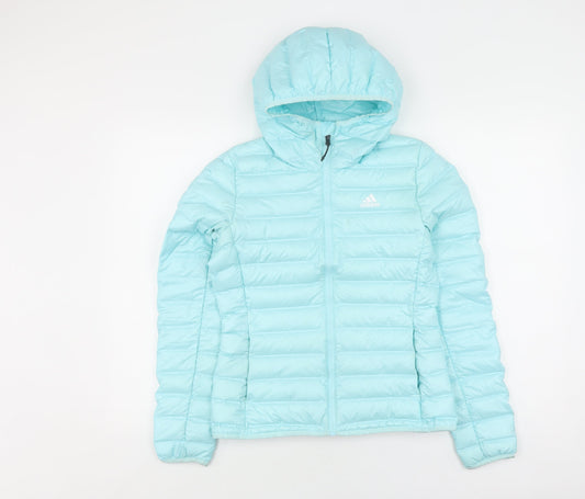 Womens UK Size XS Regular adidas Blue Polyester Jacket