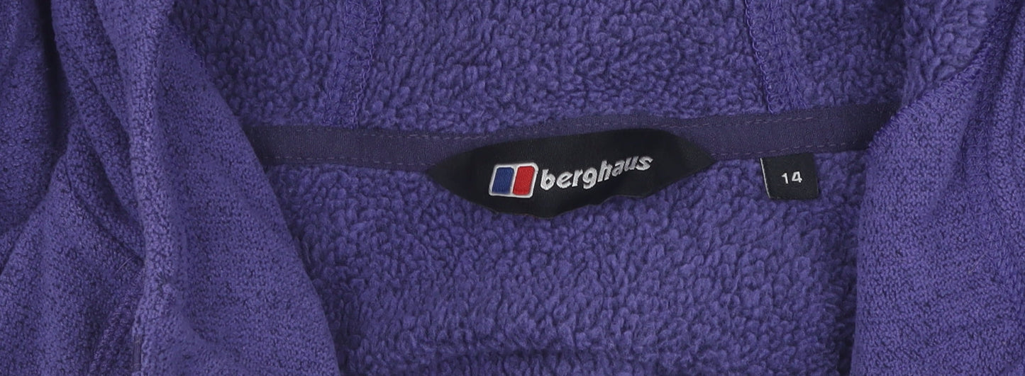 Berghaus Women's Purple Henley Hoodie, Size 14, Lightweight Fleece