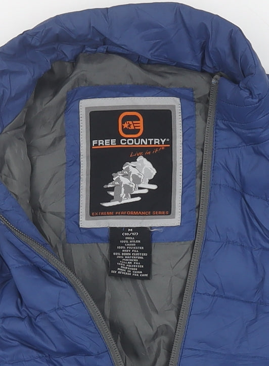 Close-up detail of Free Country boys’ blue bodywarmer jacket, size 10