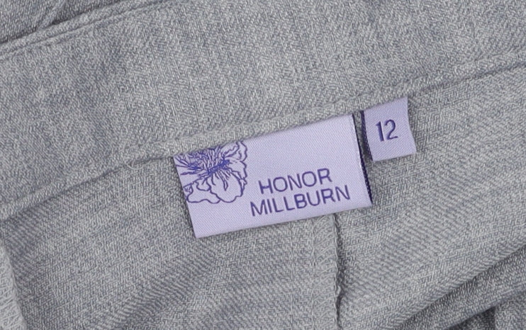 Brand and care label for Honor Millburn Grey Women's Dress Pants, size 12