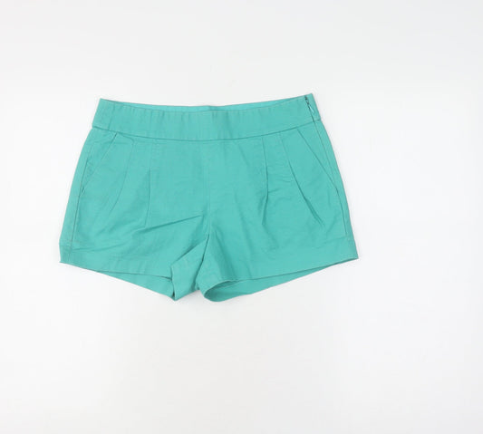 Additional front view of J.Crew Women's Green Pleated Shorts, size 4