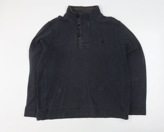 FatFace Men's Blue Henley L Sweatshirt - Cotton